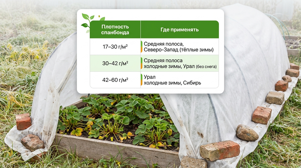 Таблица: как и где укрывать клубнику спанбондом по регионам России. 100ПОЛЕЗНО