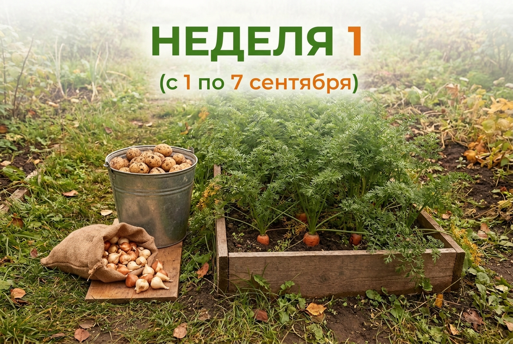 Неделя 1 (1–7 сентября) — последний сбор томатов и начало уборки корнеплодов