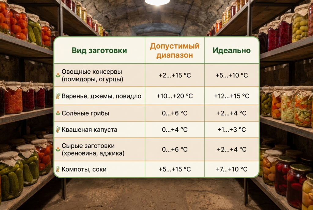 Таблица температурных диапазонов хранения заготовок от 100ПОЛЕЗНО