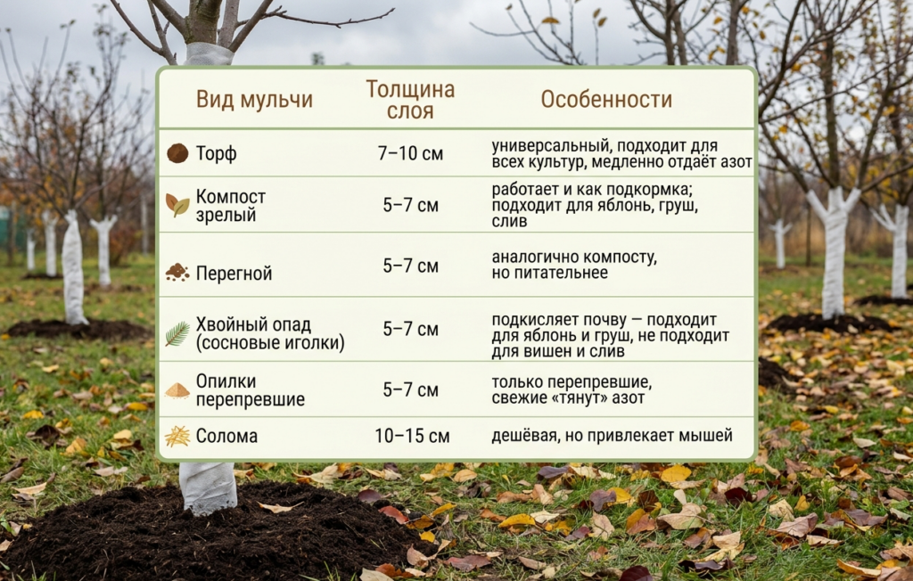 Как утеплить молодые деревья на зиму: таблица видов мульчи от 100ПОЛЕЗНО. 